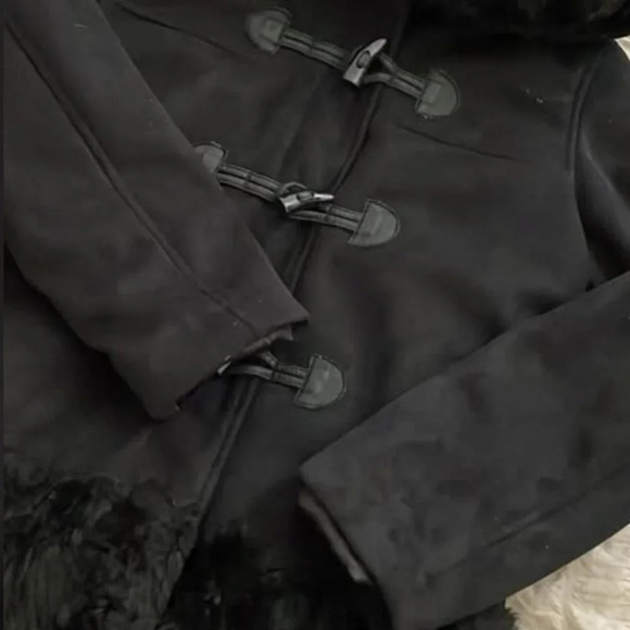 Girl's GAP Paddington Peacoat Black with Fur - Size XXL 14/16 - Picture 4 of 7